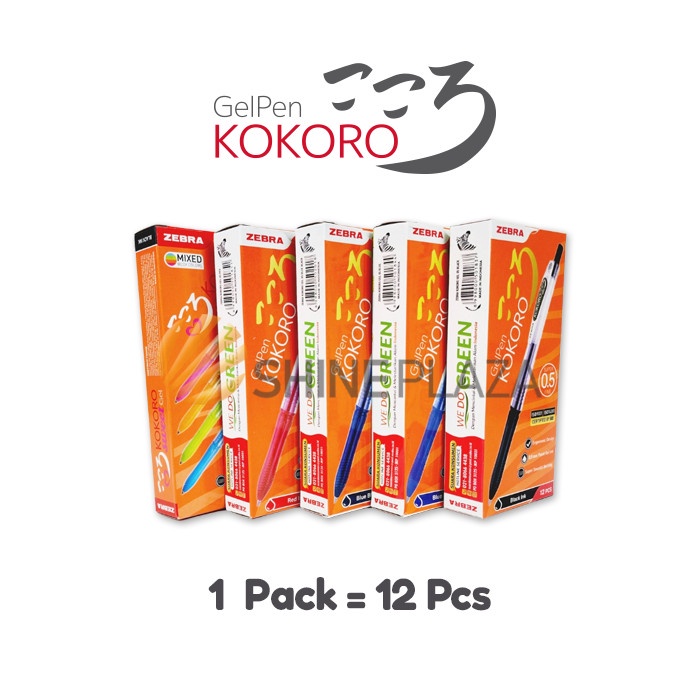 

LUSINAN Pulpen Gel Kokoro 0.5mm - Bolpen Pena Gel Warna Zebra 0,5 mm - Orange 12