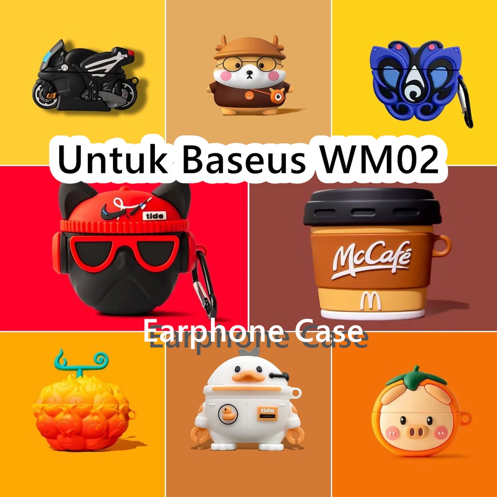 【distinctive】Untuk Baseus WM02 Case Kartun robot Soft Silicone Earphone Case Cover