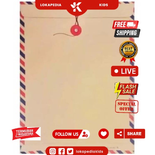 

AMPLOP COKLAT TALI AIR MAIL 310 UKURAN FOLIO 25x35cm [PACK]