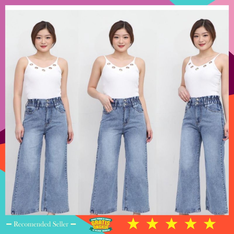 Celana Kulot Jeans Wanita Murah Style Korea Kekinian / celana wanita kulot jeans HIGH WAIST panjang 
