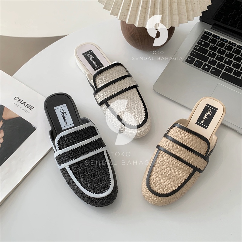 Sandal formal elegan slip on wanita korean import bahan pcu rubber Balance 2401