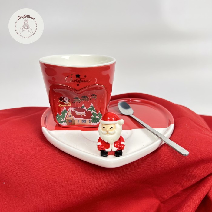 

Hampers / Gift Set Christmas Cangkir dan Tatakan dengan Sendok Heart - B