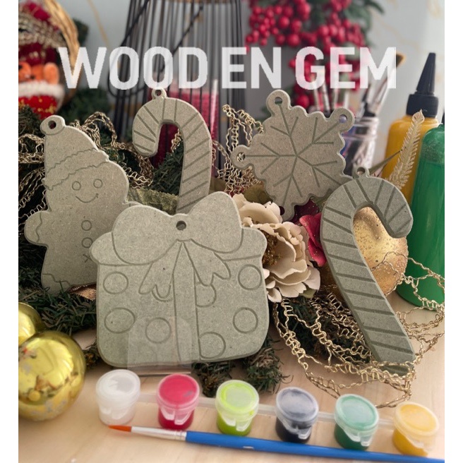 

DIY Wood Character Painting Mewarnai Melukis Kayu Karakter Christmas 01 Seri Christmas Gantung