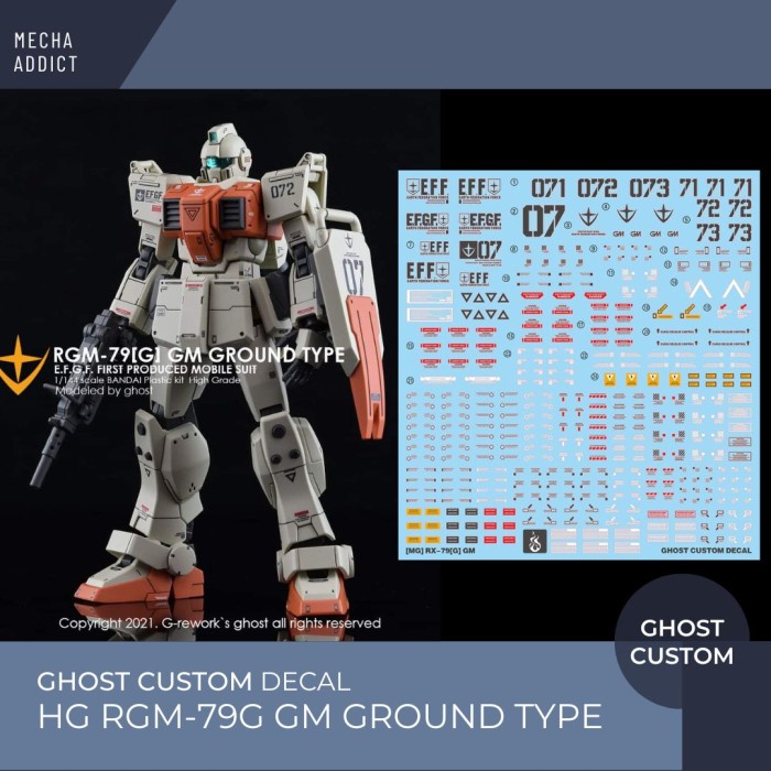Water Slide Decal HG GM Ground Type by Ghost - Fluorescent