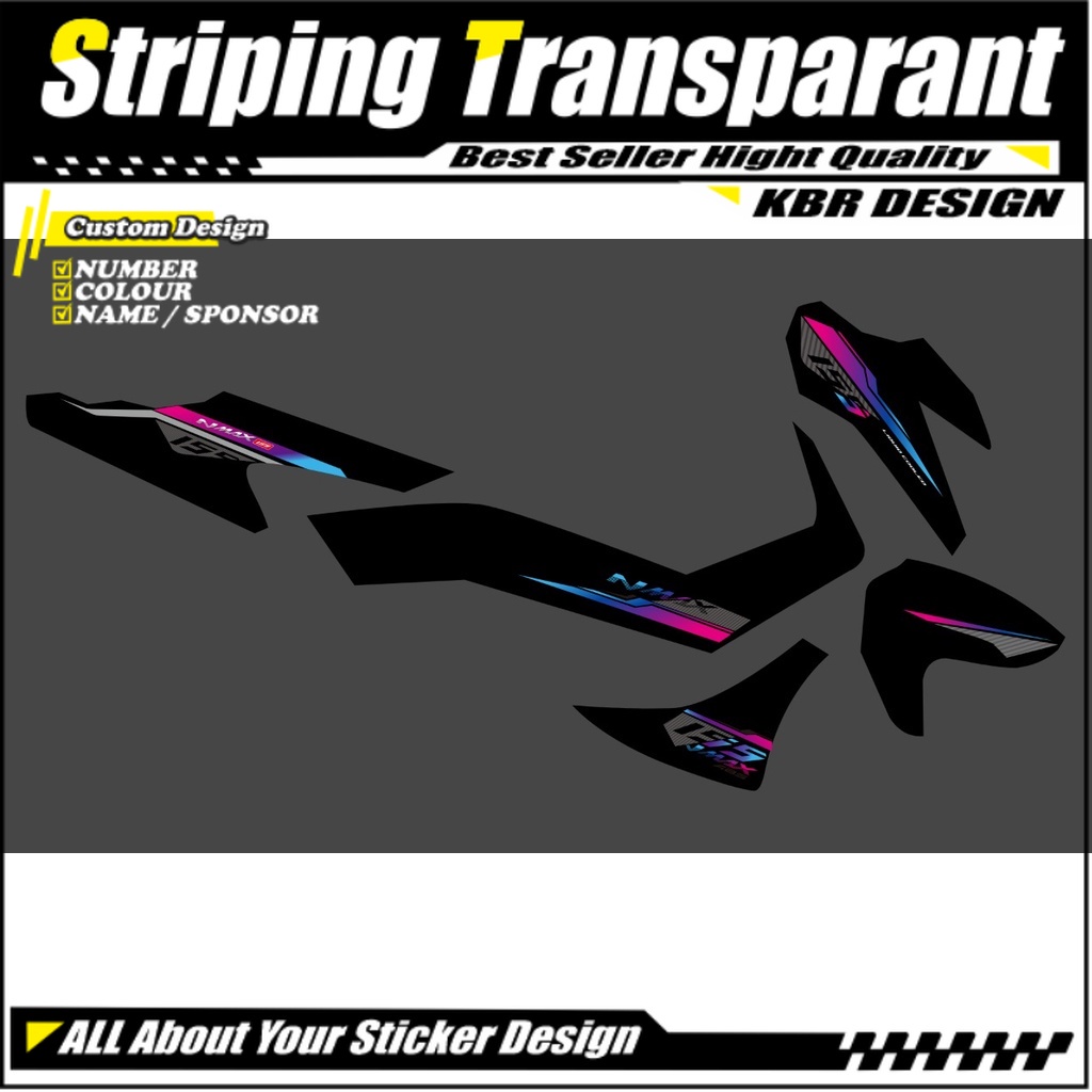 STRIPING TRANSPARAN NMAX NEW 155 MOTIF RAINBOW FYP BISA custom