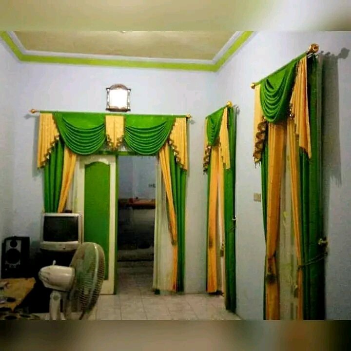 Gorden pintu murah tapi mewah Gorden poni mewah satu set Gorden poni gelombang spanyol Gordeng