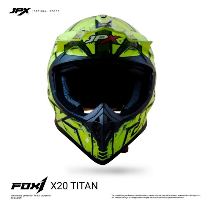(NEW)- Helm JPX Cross Full Face X20 Titan - Fluorescent Yellow Gloss - XL