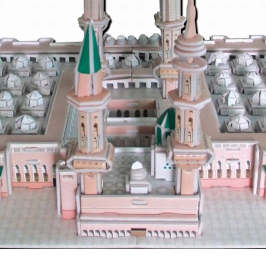 Miniatur Puzzle 3D Masjidil Haram Nabawi - Miniature Bangunan Ibadah - Koleksi Pajangan - Hadiah