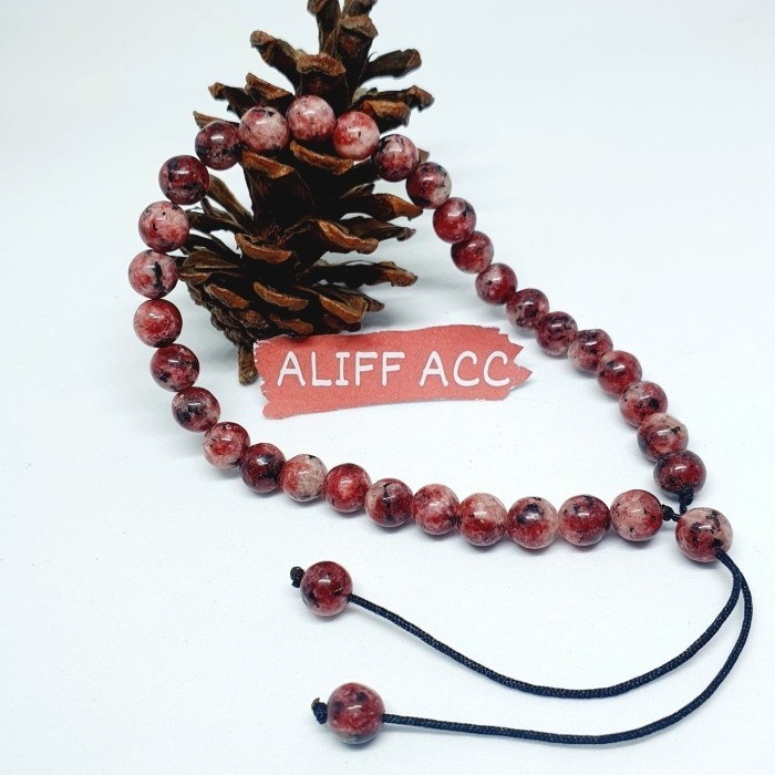 tasbih gelang red borneo kalimantan 6 mm 33butir 1000%asli