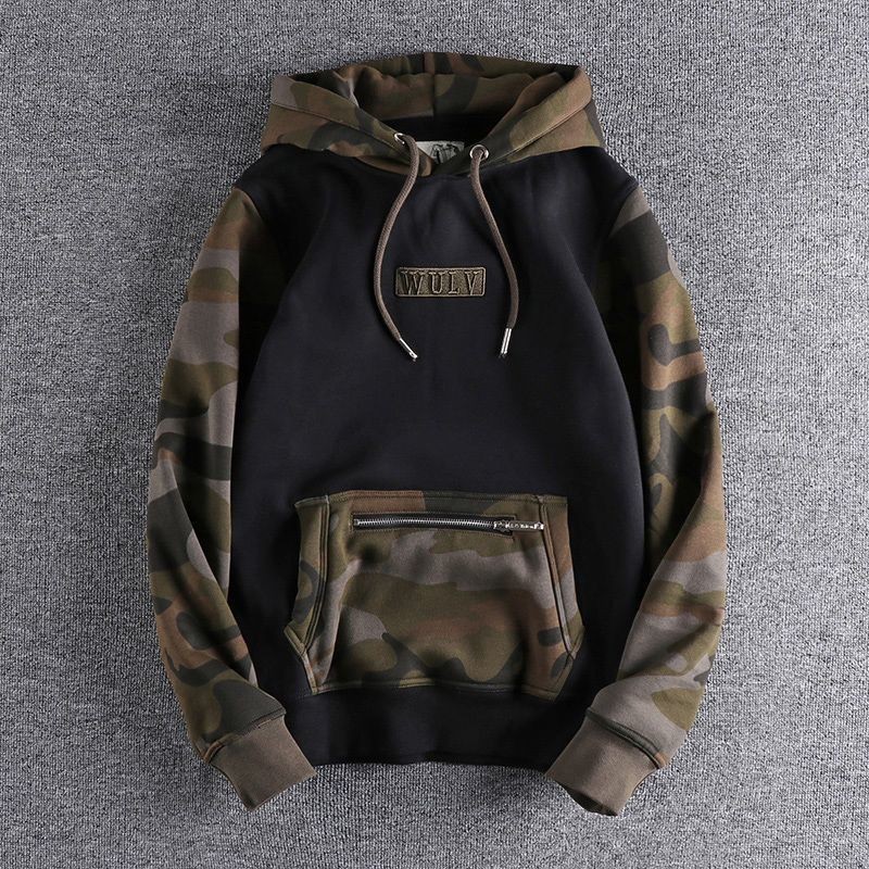 3D embroidered hooded pullover jacket