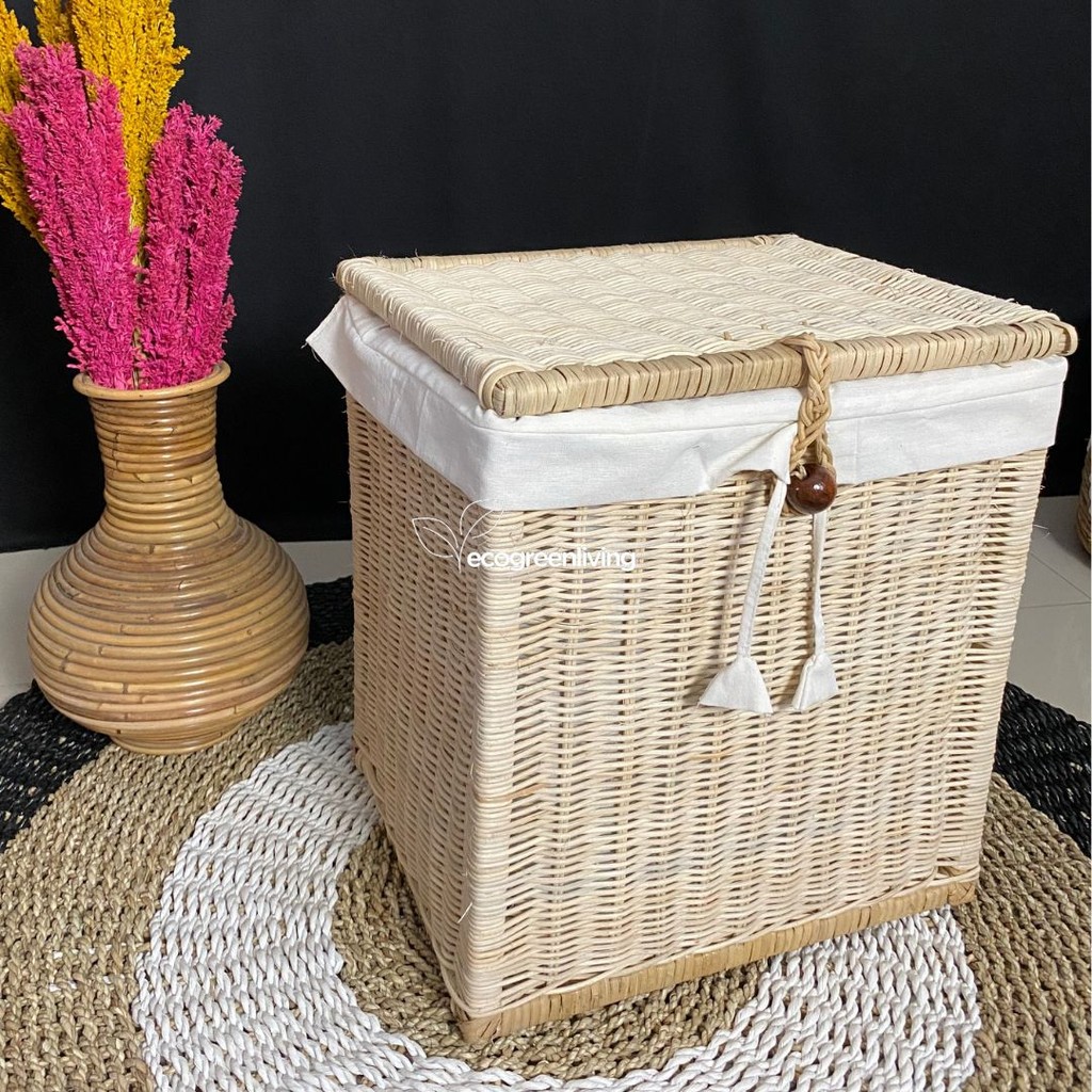 Kotak Laundry / Keranjang Laundry Rotan with Top RB02 / Laundry Basket Rattan