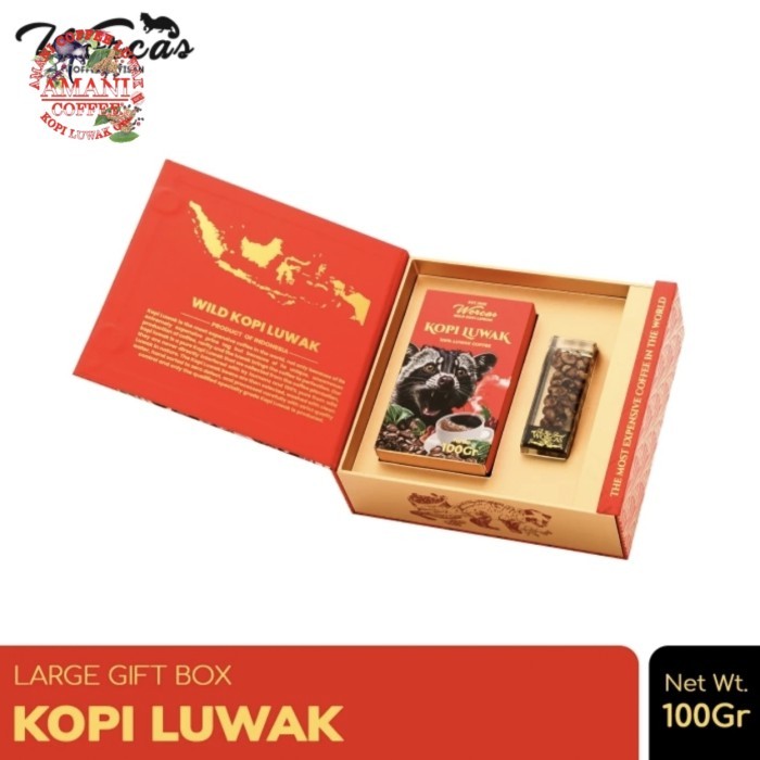 

READY STOCK!!! Kopi Luwak Wild Parcel Box Worcas 100 gr Kemasan Premium Large Gift Box Luwak Coffee Original 猫屎咖啡 - bubuk