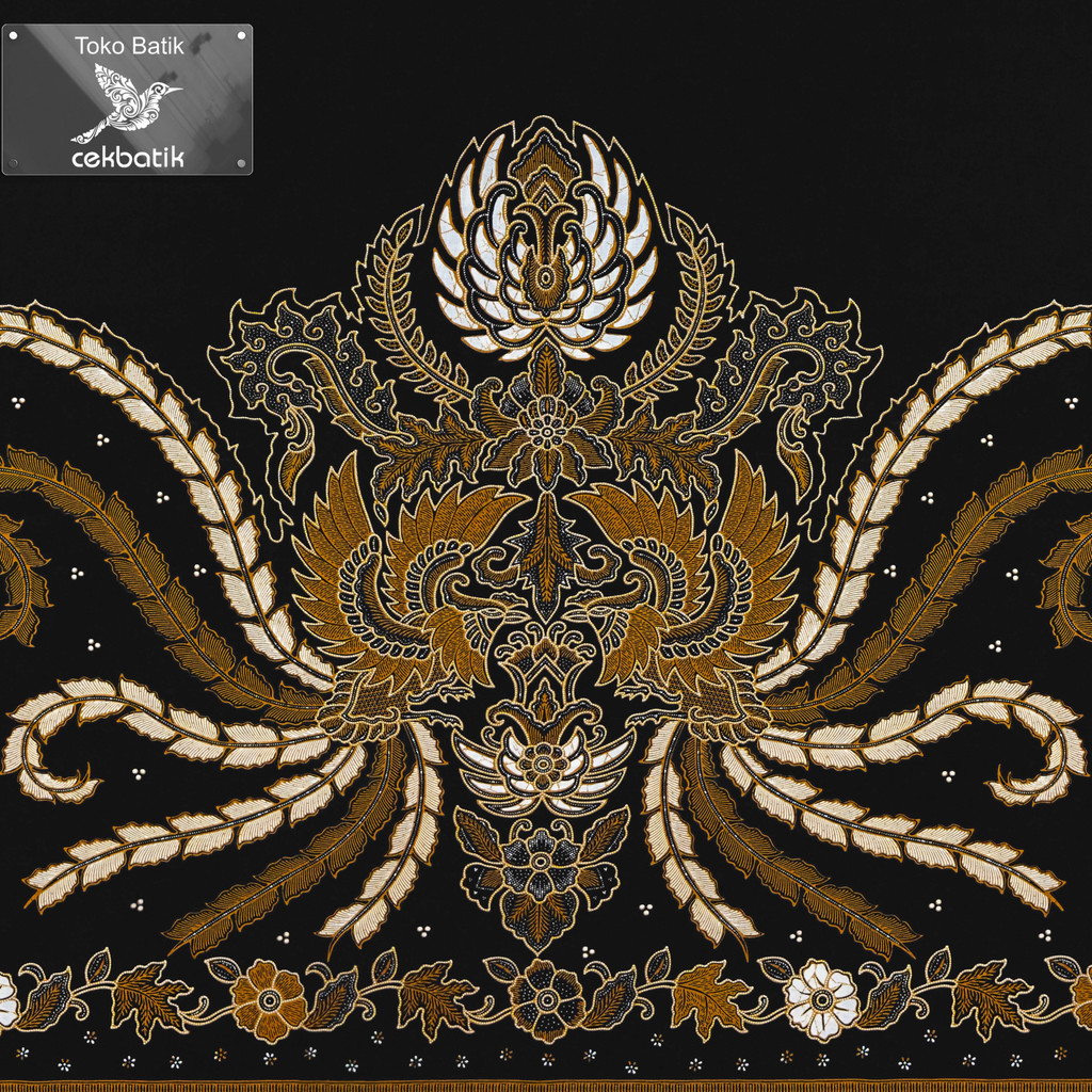 Kain Batik - Motif Burung Garuda Jawa Modern Spesial Ukuran Lebih Panjang (Hitam)