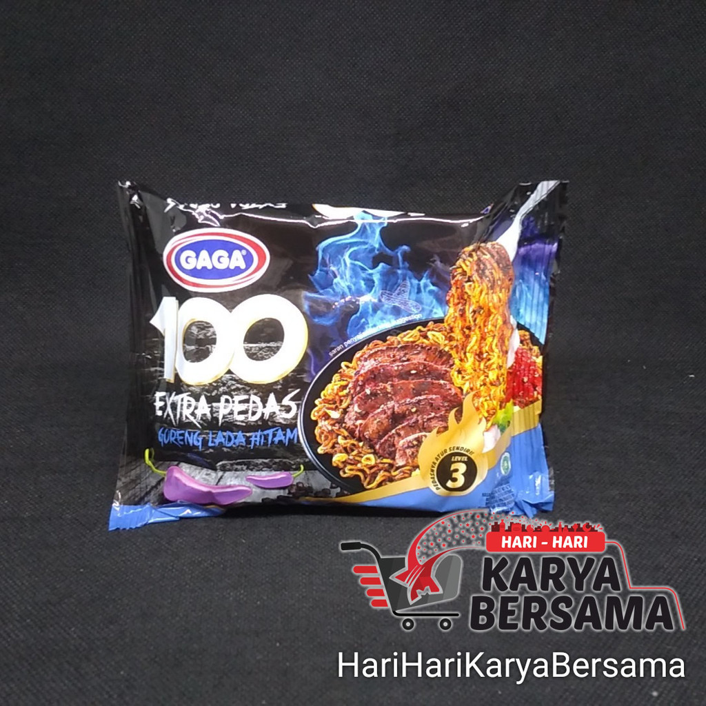 

GAGA 100 MIE INSTAN EXTRA PEDAS GORENG LADA HITAM 85GR
