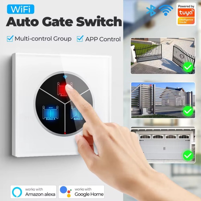 

WIFI Tuya Smart Home Automatic Door Garage Gate Electric Door Opener Wall Touch EU Switch Remote APP Voice Timing Smart Life Google Home Alexa | 2.022.0506 | KG071-W-WIF-EU