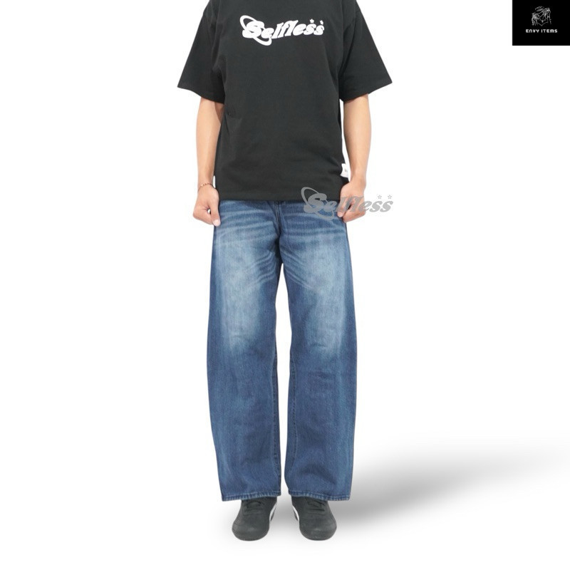 SELFLESSANDCARE - Celana Denim Fade Loose Fit Selvedge Wash Spray Whisker Fading