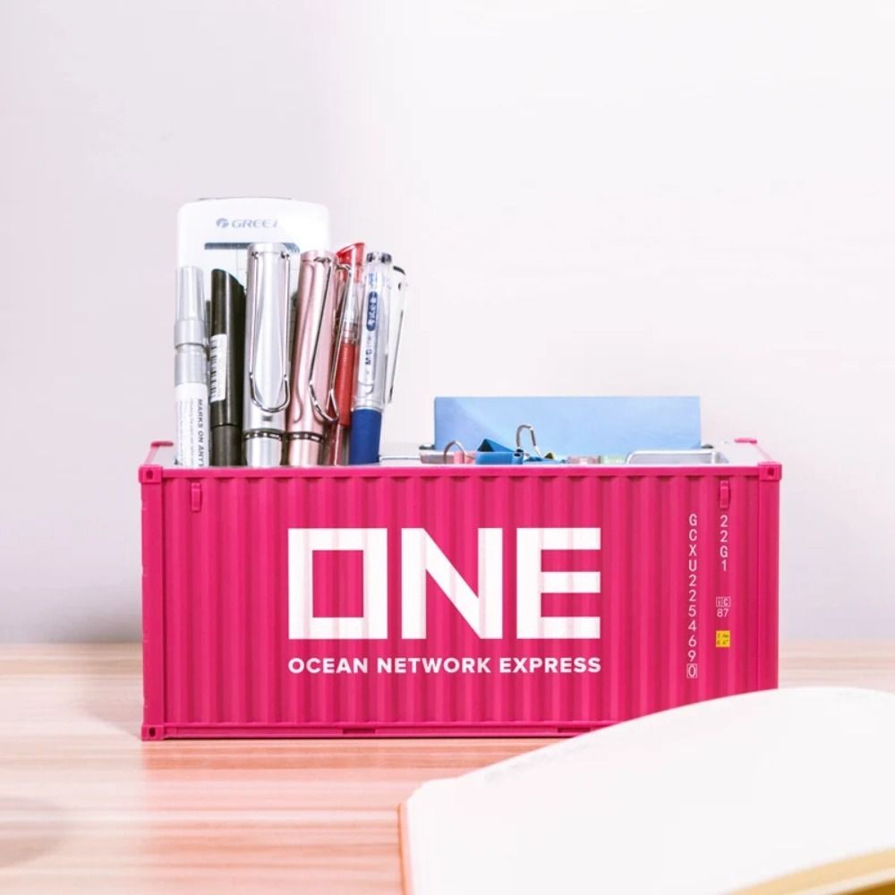 

Shipping Container Ornaments Scale Model Creative Business Card Organizer Desktop Stationery Storage Box Pen Holder Decorative
