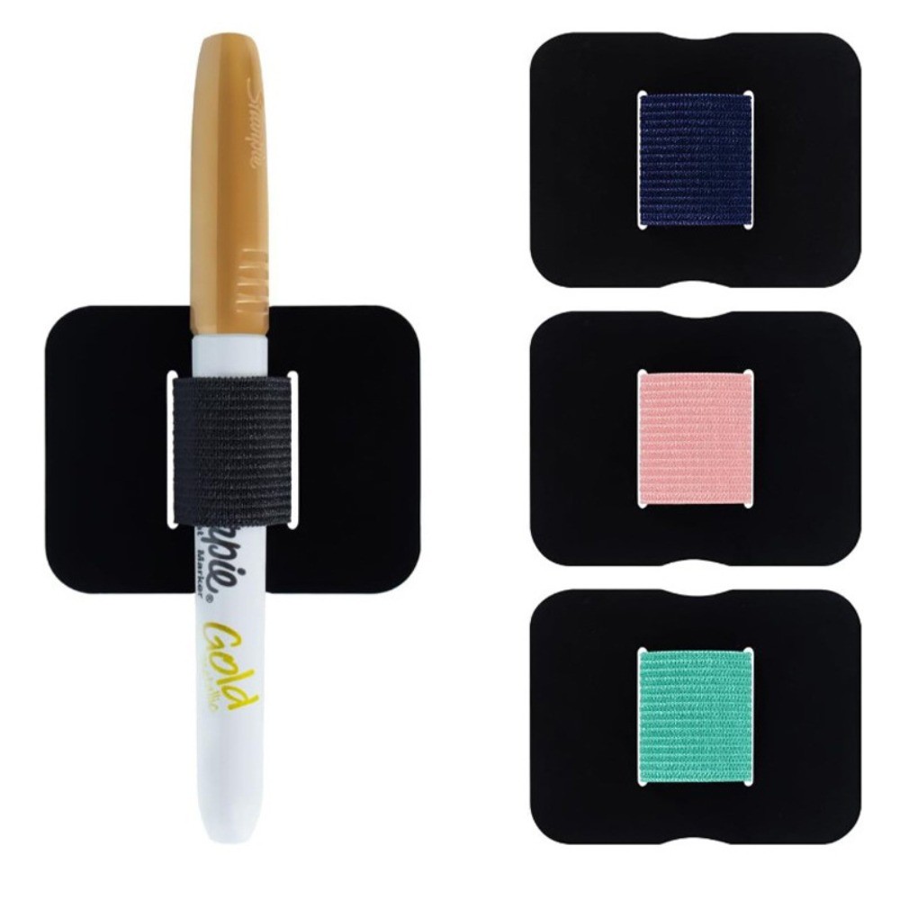 

Colorful Self-adhesive Leather Pen Clip Pencil Elastic Loop Cover Ring for Notebook Clipboards Portable Pen Holder School Supply