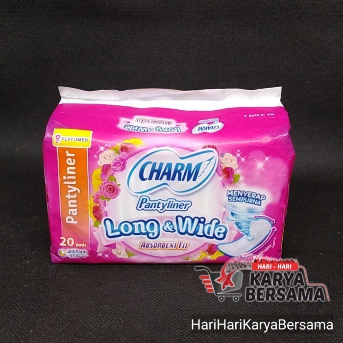 PEMBALUT CHARM PANTYLINER LONG & WIDE BREATHABLE PERFUMED 20'S