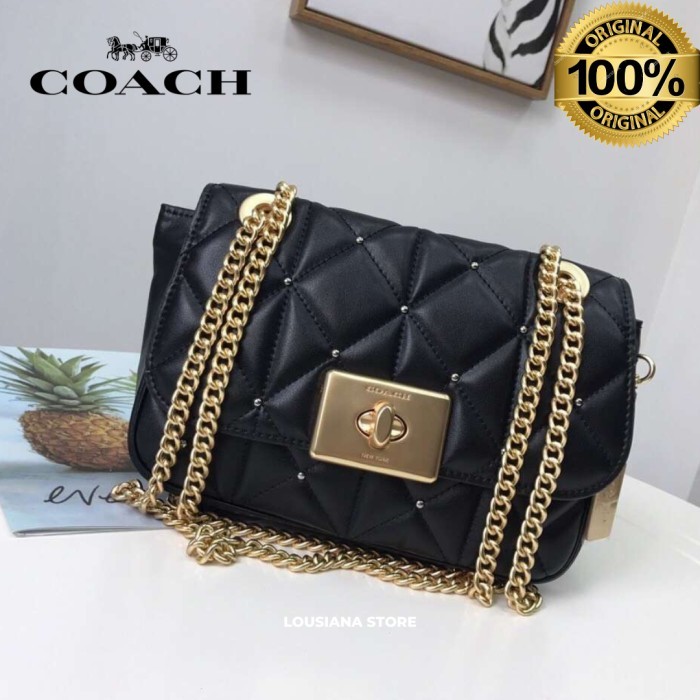 COACH CASSIDY CROSSBODY WITH STUDDED DIAMOND QUILTING BLACK