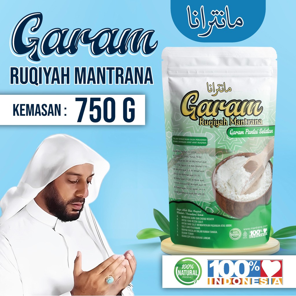 

Garam Ruqyah Mantrana Asli Garam Mandi Pembuka Pintu Rezeki 750gr Syekh Ali Jaber - Hitam, Salt