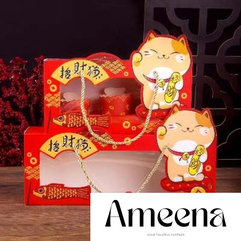 

Box cupcake alas isi 1/2/4/6 edisi Imlek Tahun Baru China- Box cupcake motif Naga Imlek