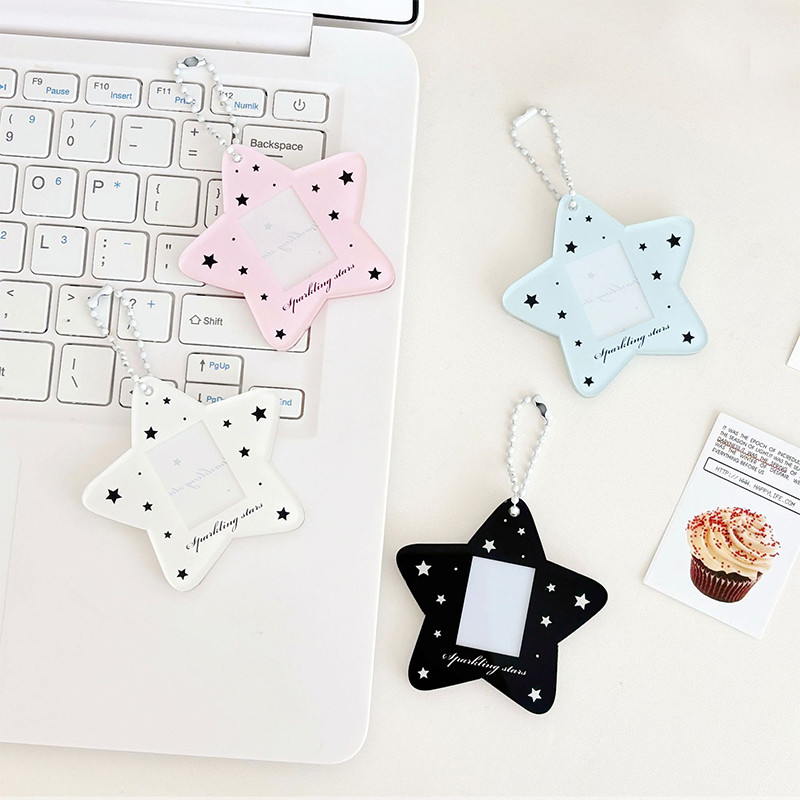 

Ins Simple Star Acrylic 1 Inch Kpop Photocard Holder Photo Card Holder Bag Pendant School Stationery