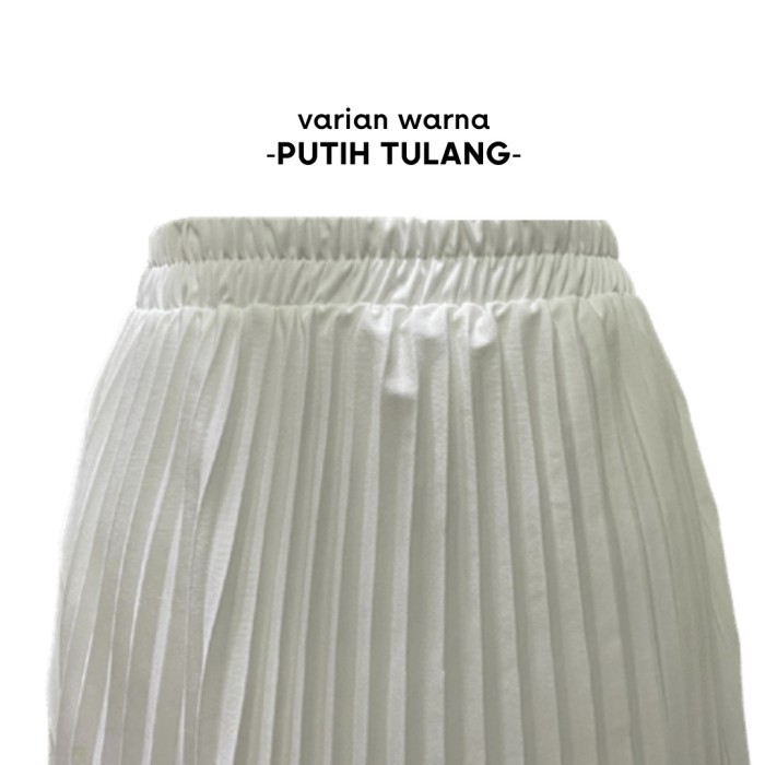 NEW -Rok Plisket Remaja SMP Rok Sekolah Anak Tanggung Model Plisket Hitam - PUTIH TULANG