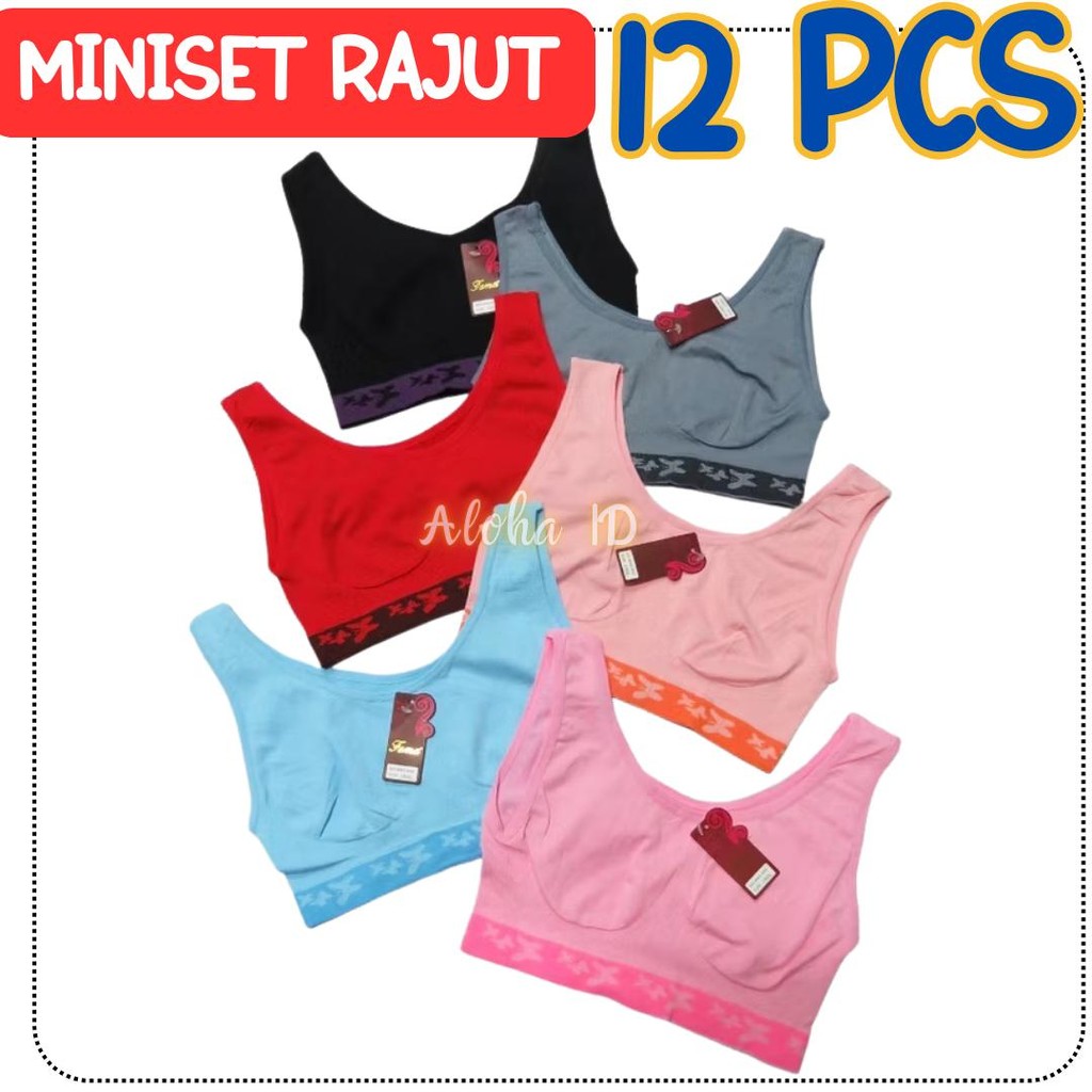 Selusin 12 PCS Miniset Bra Rajut Remaja Dewasa Fema Grosir