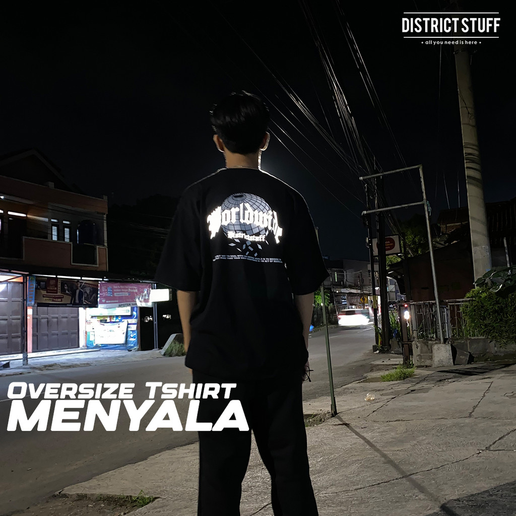 Kaos Oversize Reflektif Worldwide Tshirt Oversized Menyala Dalam Gelap Pria Wanita Premium
