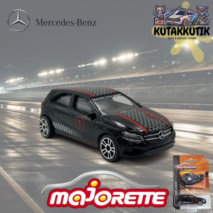 Majorette Mobil Hatchback Mercedes Benz A Class No 1 Hitam Strip Merah Racing Car