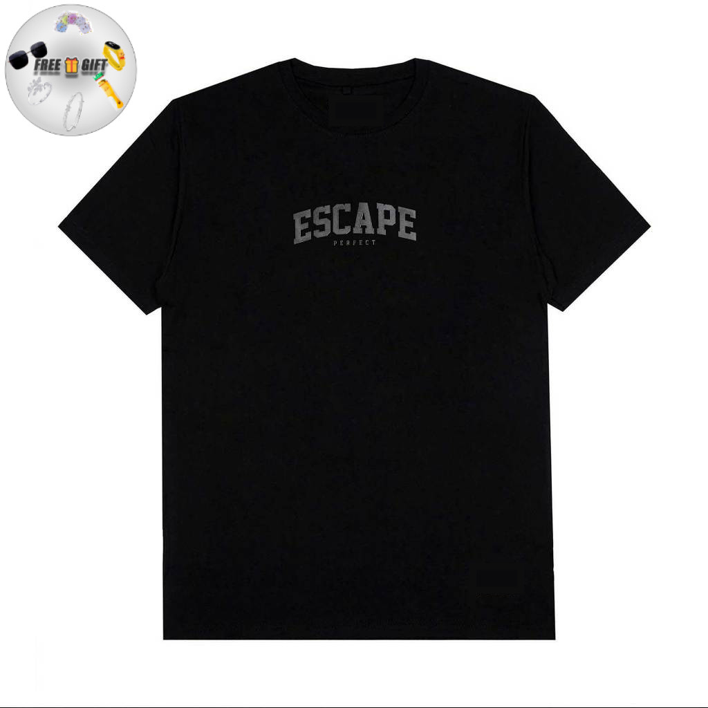 [ FREE GIFT ] T shirt Escape hitam Desain simple distro keren 24s Kaos Pria Unisex