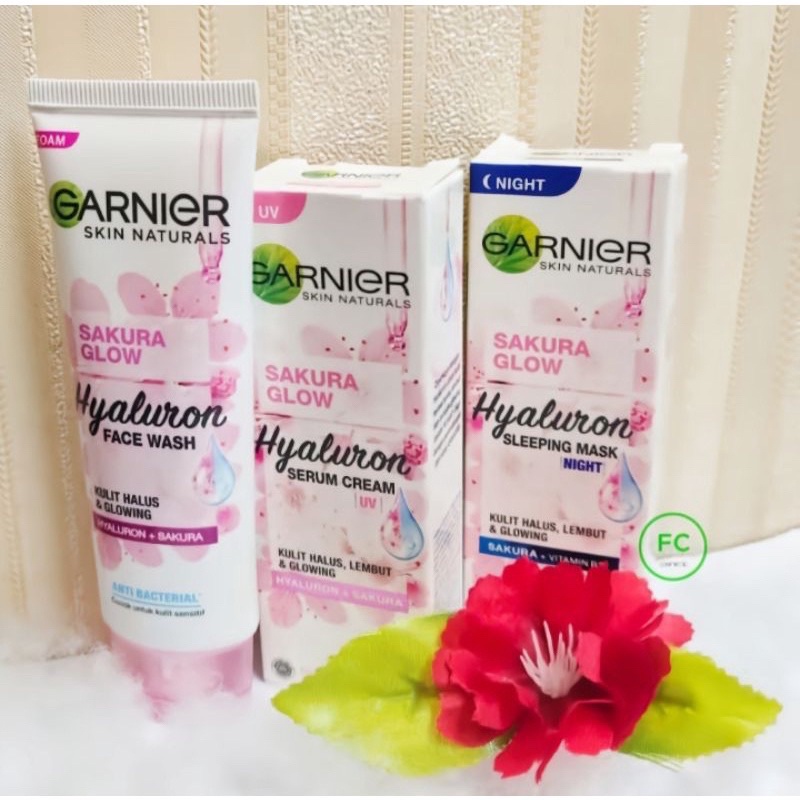 Garnier Sakura Glow Skin Barrier Complete Set Untuk Glowing Maksimal & perbaiki skin / Serum Hydrati