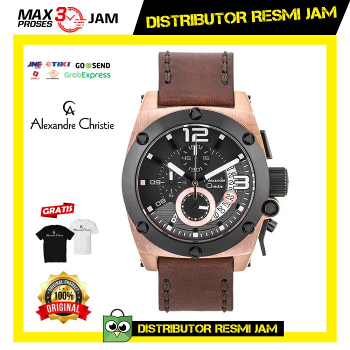 JAM ALEXANDRE CHRISTIE AC 6456 6456MC ROSEGOLD BLACK LEATHER BROWN