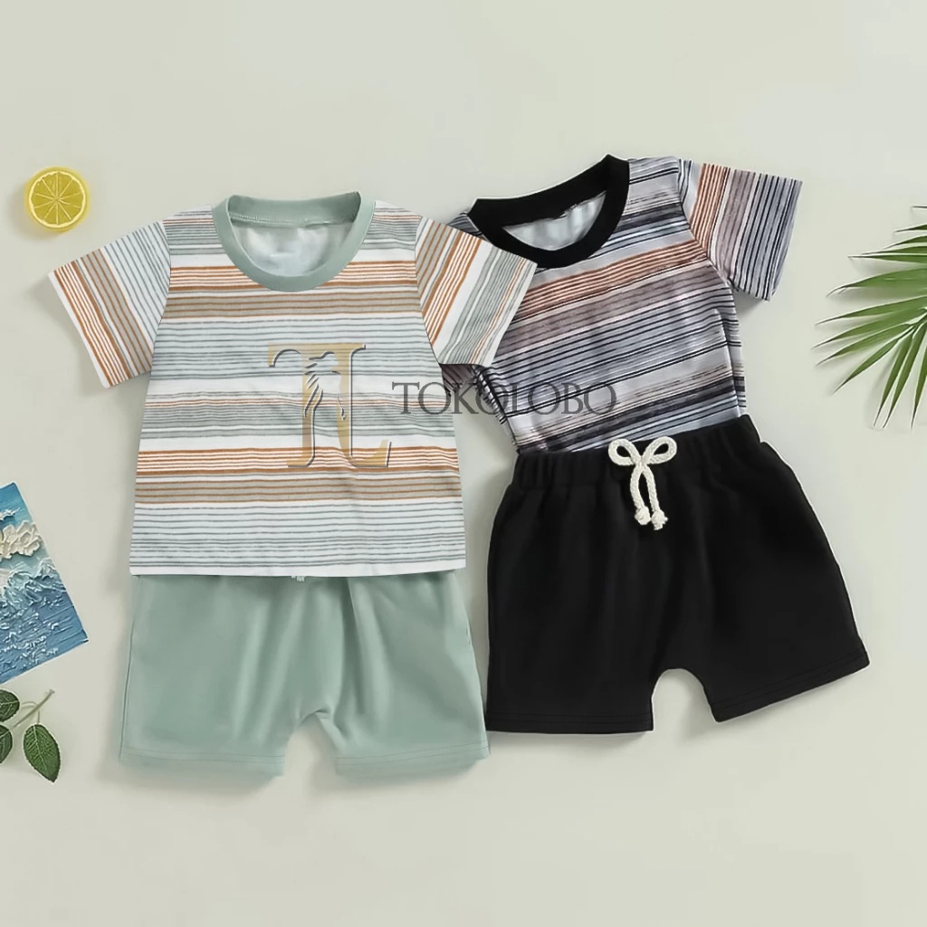 Setelan Anak JOSKA Baju Motif Garis-Garis