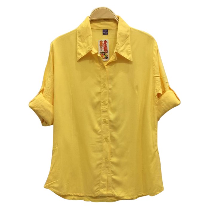 Kemeja Atasan Wanita BASIC POLOS Katun Rayon Adem Warna KUNING SOFT - XXXL