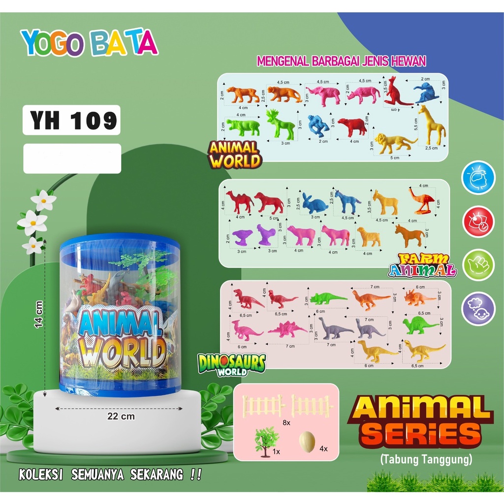 MAINAN ANIMAL HEWAN DINOSAURUS TABUNG YH109 MAINAN ANAK ANIMAL HEWAN DINO SARS ZOO KEBUN BINATANG MA