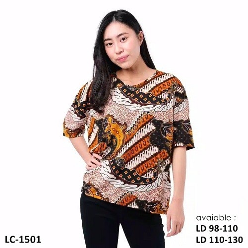 ✨LARIS✨-Kaos Oblong Wanita Atasan Murah Baju Batik Melar Jumbo LC 1501Big Size - Biru