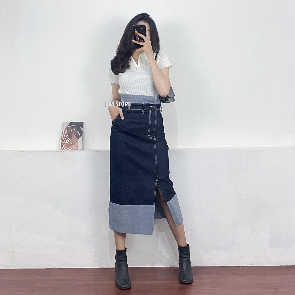 READY SALE  ERZA SKIRT JEANS PREMIUM BY LEA STORE INDONESIA  / OUTFIT REMAJA BY LEA