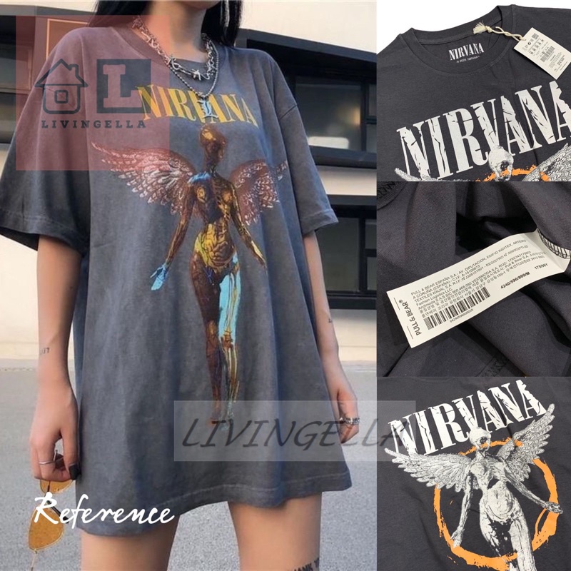 LivinGella - T-SHIRT BAND PULL AND BEAR NIRVANA