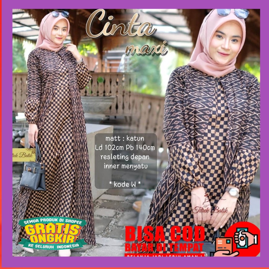 Baju Gamis Dress Pakaian Muslim Wanita Batik Modern Kombinasi Polos Pekalongan Jumbo Terbaru Dewasa Modern Premium Lengan Panjang Kondangan// TERMURAH TERLARIS TERPOPULER
