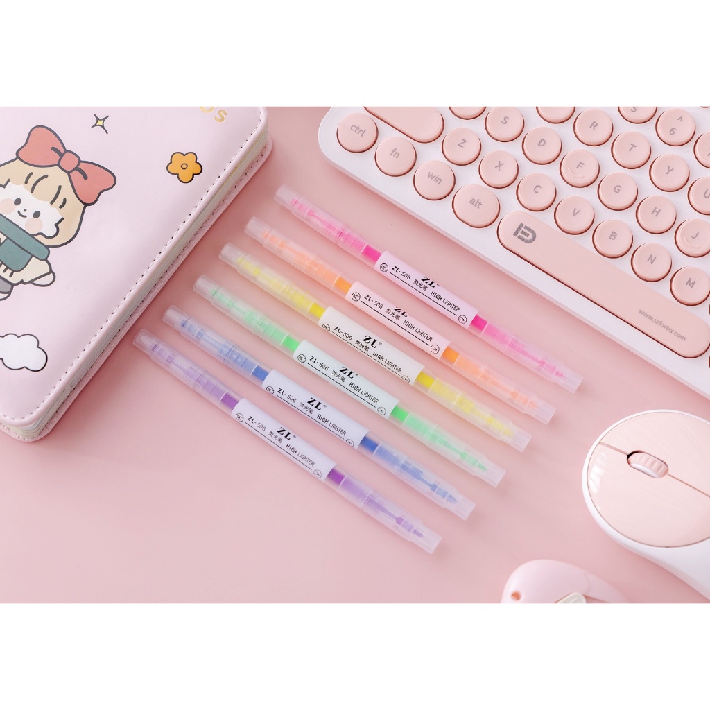 

Stabilo Panjang 2 Sisi Isi 6pcs Warna -Warni Pensil Penanda Tulisan Double Side Highlighter 2in1 Multicolor