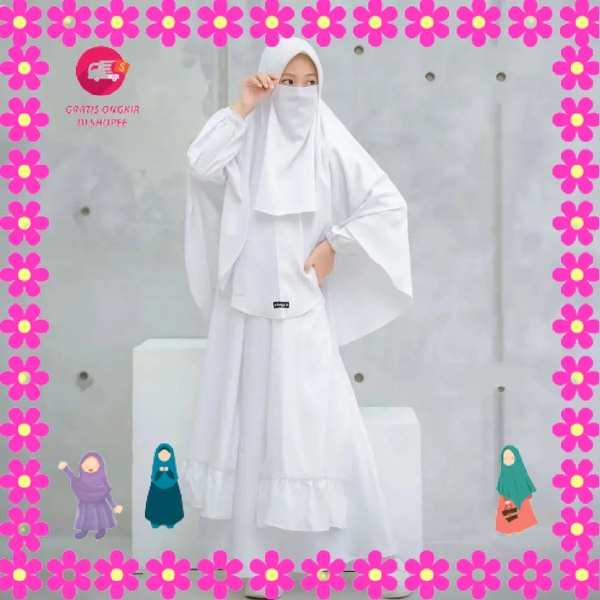 BAJU MUSLIMAH PEREMPUAN MENGAJI PIKNIK ULANG TAHUN LEBARAN/ Gamis Putih Anak Perempuan Gamis Anak Mo