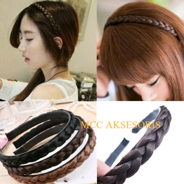 MCC BANDO KEPANG RAMBUT SINTETIS WARNA HITAM COKLAT / BRAID HEADBAND HEADPIECE KEPANG AKSESORIS WANI
