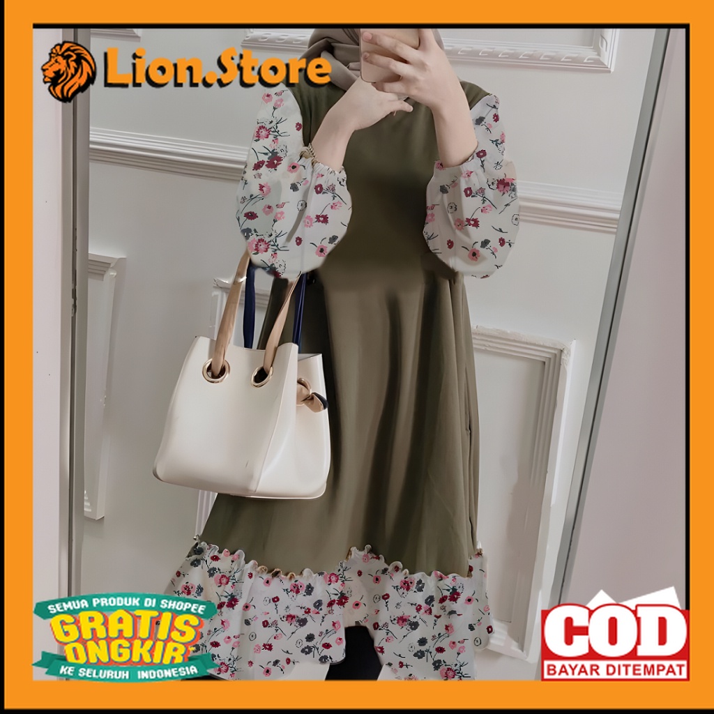 Freeya - Safira Tunik Motif Bunga / Tunik Wanita Terbaru 2023 / Tunik Kekinian / Atasan Tunik Monali