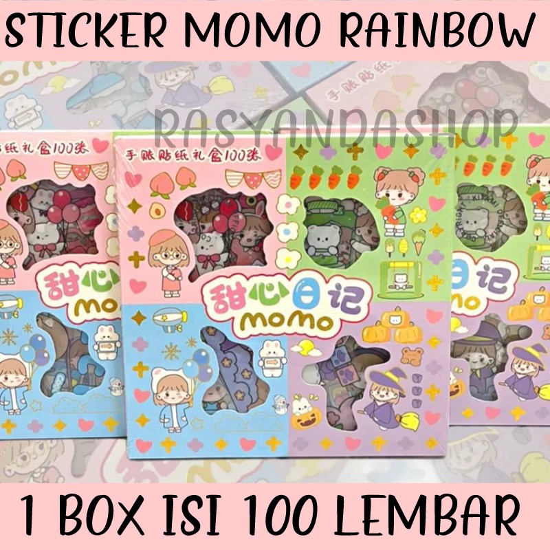 

Sticker Momo Rainbow Pelangi Mix 4 warna Original Isi 100 Pcs 1 Box