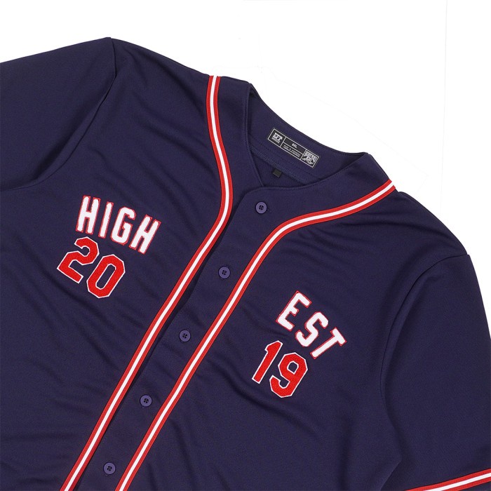 HIGHEST KEMEJA PENDEK PRIA BASEBALL UKURAN BIG SIZE JUMBO PRIA DRYFIT WARNA NAVY OLAHRAGA HIGHESTWORLD HGB11