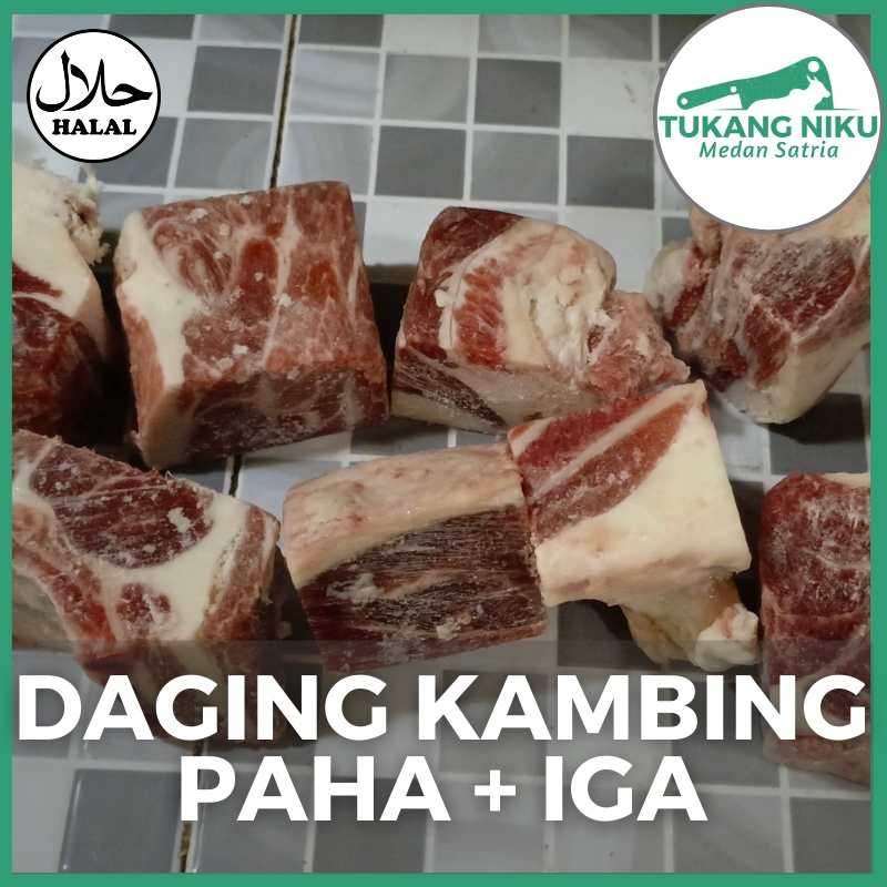 

DAGING KAMBING PAHA + IGA - SEGAR HALAL MEAT FRESH BEKU FROZEN LAMB LEMAK TULANG POTONG KG GRAM GR