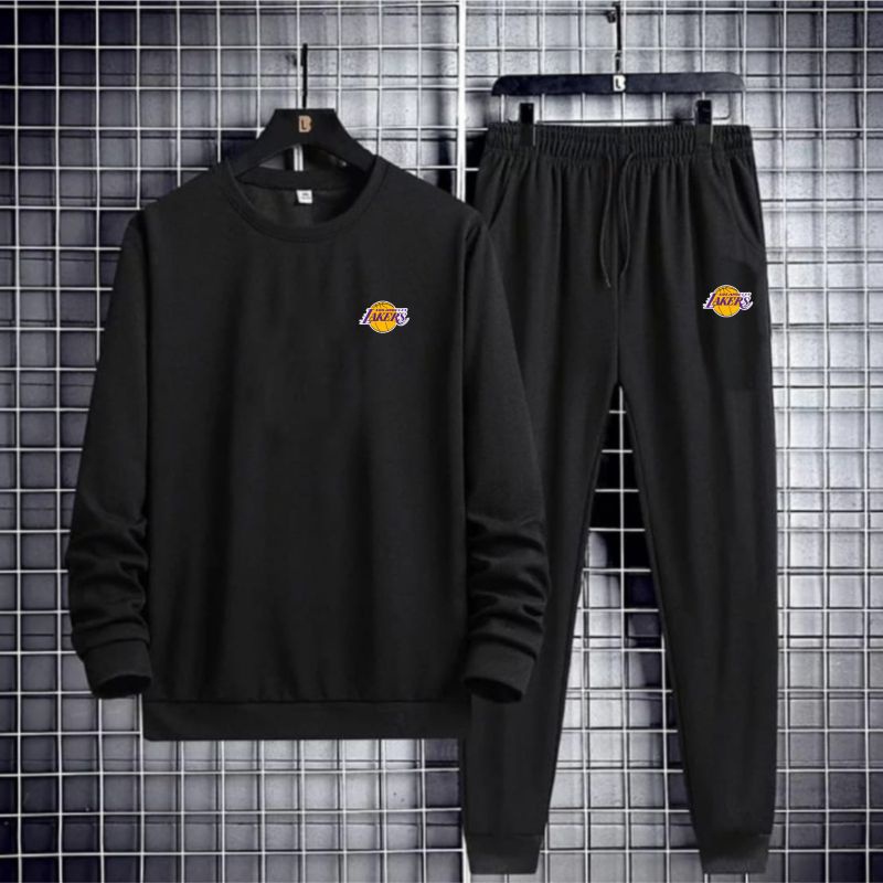 Baju Setelan Crewneck LAKERS Pria Dewasa / Setelan Celana Joger / Set Pria Dewasa Viral Trendy