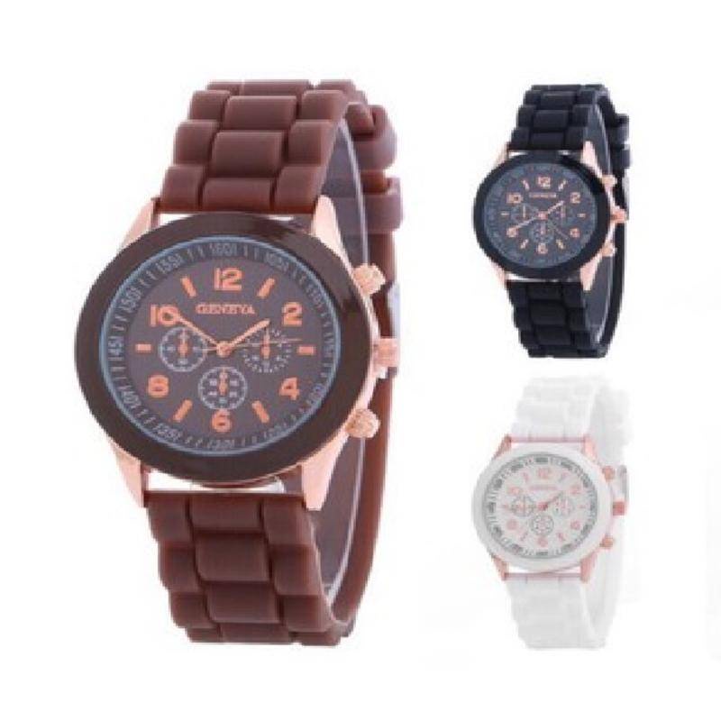 AXNAT Jam Tangan GENEVA 259 Wanita Pria COUPLE Analog Fashion Casual Quartz Watch Rubber GN001